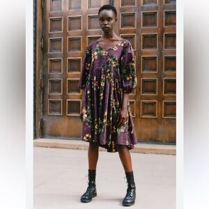 Merlette Balboa Purple Floral Midi Dress Small